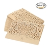 20 pcs / set Mariage Invitation Carte Couverture Perle Papier Laser Cut Oiseaux Motif Invitation Cartes De Mariage Anniversaire Fournitures - Or