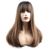 20 pouces perruque de cheveux longue droite soyeuse synthétique synthétique résistant à la chaleur perruques pour les femmes