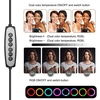 20cm / 8inch RGB Ring Light LED Fill Light Dimmable USB Alimenté avec trépied de bureau Support de lumière en métal Double support de téléphone Télécommande à obturateur à distance pour la diffusion en direct de vidéo en ligne Selfie Maquillage