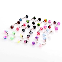 20pcs Colorful billes Anneaux Piercing sourcils en acier inoxydable Barbell courbes Bars Tragus
