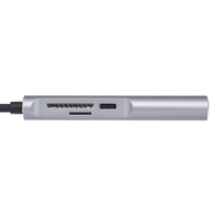 210A USB C Hub Aluminium Multi-Port USB 3.1 Adaptateur avec USB-C Port de charge HD Port de transmission USB C 3.1 Ports Type-C Port Lecteur carte SD / TF Gris