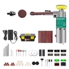 211pcs 100W Mini Ponceuse à Bande Électrique Meuleuse Électrique Polisseuse Abrasif Outil De Ceinture Petite Rectifieuse À Main 7 Vitesses Avec Bandes Ponceuses Foret Roue De Coupe Abrasive Boîte À Outils De 10 Pouces Kit D
