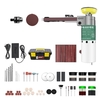 211pcs 100W Mini Ponceuse à Bande Électrique Meuleuse Électrique Polisseuse Abrasif Outil De Ceinture Petite Rectifieuse À Main 7 Vitesses Avec Bandes Ponceuses Foret Roue De Coupe Abrasive Boîte À Outils De 10 Pouces Kit D