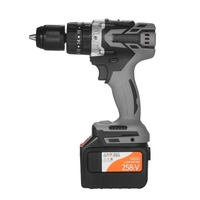 21V 6.0A Batteries de perceuse sans fil Couple maximal 200N.m Mandrin sans clé en métal de 1/2 pouce 20 + 3 positions 0-1550RMP Tournevis pour perceuse à percussion à vitesse variable avec boîte à outils en plastique