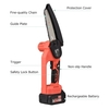 21V Brushless Mini tronçonneuse sans fil 6 pouces Scie à chaîne électrique Scie à main 4.0Ah Batterie rechargeable Chargeur rapide Alimenté Branche d