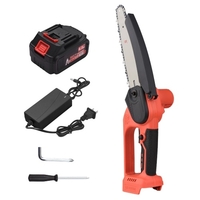 21V Brushless Mini tronçonneuse sans fil 8 pouces Scie à chaîne électrique Scie à main 4.0Ah Batterie rechargeable Chargeur rapide Alimenté Branche d