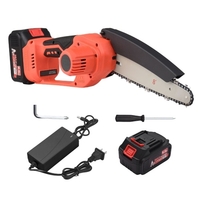 21V Brushless Mini tronçonneuse sans fil 8 pouces Scie à chaîne électrique Scie à main 4.0Ah Batterie rechargeable Chargeur rapide Alimenté Branche d