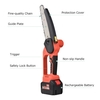 21V Brushless Mini tronçonneuse sans fil 8 pouces Scie à chaîne électrique Scie à main 6.0Ah Batterie rechargeable Chargeur rapide Alimenté Branche d