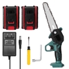 21V Deux Batterie Portable Mini Élagage Électrique Scie Rechargeable Petite Scie À Chaîne À Bois À Une Main Outil De Travail Du Bois pour Jardin Verger Branche Clip