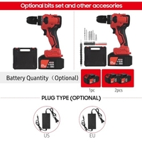 21V sans fil perceuse à percussion 3/8in mandrin robuste perceuse électrique tournevis électrique avec batterie 3.0Ah chargeur rapide,  embouts manchons arbre d