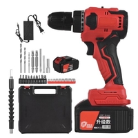 21V sans fil perceuse à percussion 3/8in mandrin robuste perceuse électrique tournevis électrique avec batterie 3.0Ah chargeur rapide,  embouts manchons arbre d