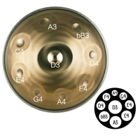 22 pouces Handpan Handpan Handpan Hand Drum D-Key 9 Notes (D3 A3 bB3 D4 F4 A4 G4 E4 C4)