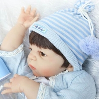 22in Reborn Baby Rebirth poupée enfants cadeau bleu chandail tout garçon de gel de silice
