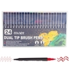24 couleurs stylos pinceaux à double pointe fineliner et pointe pinceau marqueurs d