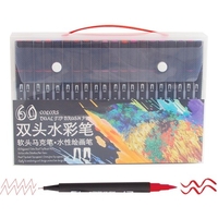 24 couleurs stylos pinceaux à double pointe fineliner et pointe pinceau marqueurs d