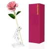 24K Plaqué Or Rose Fleurs Artificielles Or Trempé Rose avec Support Cadeau Saint Valentin pour Femme Petite Amie Mère Enseignant