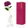 24K Plaqué Or Rose Fleurs Artificielles Or Trempé Rose avec Support Cadeau Saint Valentin pour Femme Petite Amie Mère Enseignant