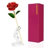 24K Plaqué Or Rose Fleurs Artificielles Or Trempé Rose avec Support Cadeau Saint Valentin pour Femme Petite Amie Mère Enseignant