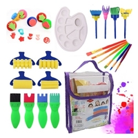 25 PCS Enfants Pinceaux Pinceaux Lavables Éponge Peinture Pinceau Ensemble pour Tout-Petits Enfants Début Bricolage Jouets D