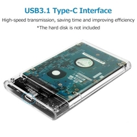 2.5 pouces boîtier de disque dur type-c boîtier de disque dur Transparent Transmission haute vitesse Installation facile pour 2.5 pouces SATA HDD/SSD