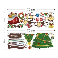 2pcs Papier Peint DIY Autocollants Art Mural Autocollants Mur Amovible Belle Singe Noël pour décalcomanie de la chambre 25 * 70cm