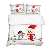 2pcs / set housse de couette motif imprimé bonhomme de neige style 3d noël
