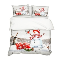 2pcs / set housse de couette motif imprimé bonhomme de neige style 3d noël