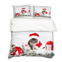 2pcs / set housse de couette motif imprimé chat style 3d style de noël