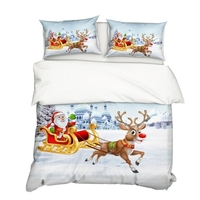 2pcs / set housse de couette motif père noël et elk style 3d de Noël 3D