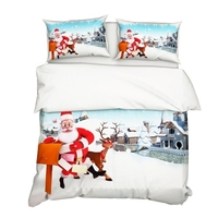 2pcs / set housse de couette motif père noël et elk style 3d de Noël 3D