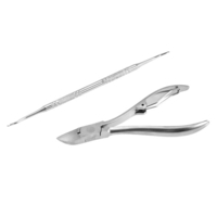 2pcs en acier inoxydable Nail Cuticle Scissor + Ingrowing Ongle Clippers Nail Cleaner Finger et Toe Nail Nipper manucure pédicure outil