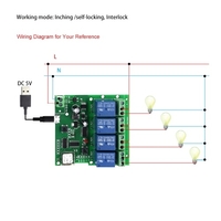 2PCS eWeLink Smart Remote Control Switch sans fil Module universel 4ch DC 5V 12V 32V Wifi Switch Minuterie Téléphone APP Support de contrôle à distance Alexa Google