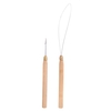 2Pcs Fashion Hair Extension crochet de traction outil aiguille enfile-aiguille anneau Micro perles en bois poignée Loop avec fer fil Hotting