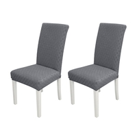 2pcs Housse de chaise de salle à manger Housse de chaise amovible haute extensible