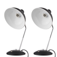 2PCS Industrielle Moderne Rétro Lampe De Bureau 110V AC Chevet Chevet Lampe De Lecture Flexible Matte Alliage Tête Lampe De Table En Métal pour Chambre Bureau Salon E26/E27 Ampoule Non Inclus