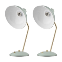 2PCS Industrielle Moderne Rétro Lampe De Bureau 110V AC Chevet Chevet Lampe De Lecture Flexible Matte Alliage Tête Lampe De Table En Métal pour Chambre Bureau Salon E26/E27 Ampoule Non Inclus