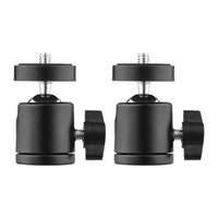 2pcs Mini tête de trépied à tête sphérique pivotante Adaptateur de base de montage rotatif à 360 degrés