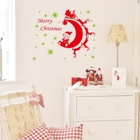 2pcs Noël ours amovible sticker autocollants Stickers Mural bricolage papier peint pour chambre autocollant 64 * 81cm
