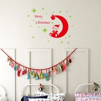 2pcs Noël ours étoiles amovible sticker autocollants Stickers Mural bricolage papier peint pour chambre autocollant 64 * 81cm