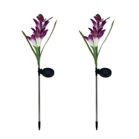 2Pcs Solar Lily Flower Lights pour jardin Patio Backyard Stake Lamp Garden Decor