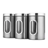 3 bocaux de stockage avec couvercle 1.5L bocaux à biscuits conteneur de stockage des aliments en acier inoxydable pour céréales à thé Fruits secs