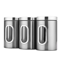 3 bocaux de stockage avec couvercle 1.5L bocaux à biscuits conteneur de stockage des aliments en acier inoxydable pour céréales à thé Fruits secs