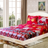3 pcs / set De Noël Santa Literie Ensemble Micro Fiber 3D Imprimé Lit Draps + Taie D