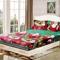 3 pcs / set De Noël Santa Literie Ensemble Micro Fiber 3D Imprimé Lit Draps + Taie D