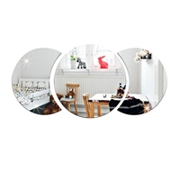 3 pièces / ensemble 3D lune miroir autocollant acrylique miroir Stickers muraux décor à la maison miroir Art autocollants géométrique cercle miroir maison fond décoration