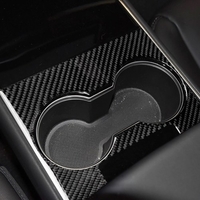 3 pièces / ensemble de Console de voiture en Fiber de carbone boîte de rangement centrale autocollant couverture décoration accessoire de remplacement pour Tesla modèle 3 autocollant de protection