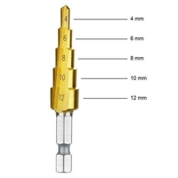 3 pièces / ensemble embouts de forage à cône en acier à tige hexagonale à grande vitesse 3-12mm / 4-20mm / 4-12mm coupeur de trou avec pochette