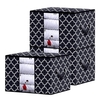 3 pièces grand organisateur de sac de rangement à linge pliable avec poignées fermeture à glissière et conception de fenêtre visuelle transparente