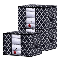 3 pièces grand organisateur de sac de rangement à linge pliable avec poignées fermeture à glissière et conception de fenêtre visuelle transparente