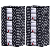 3 pièces grand organisateur de sac de rangement à linge pliable avec poignées fermeture à glissière et conception de fenêtre visuelle transparente